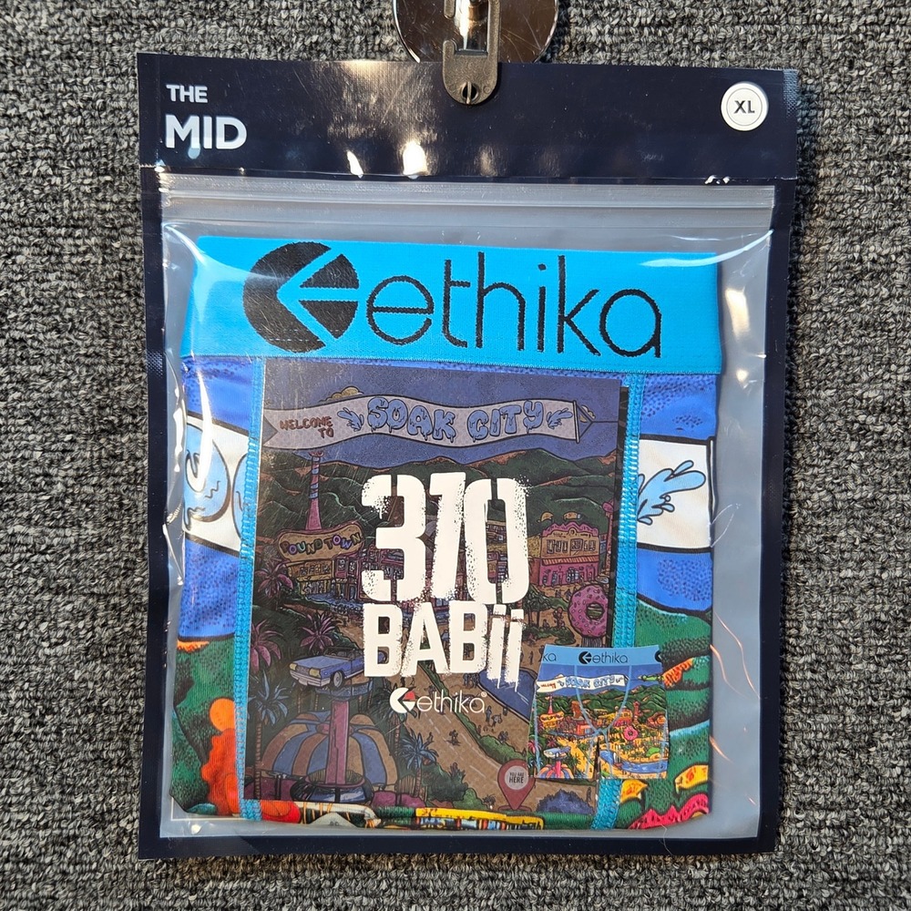 Ethika Boxer Briefs Mens XL Soak City 370 Babii Graphic Mid Fit Blue Multicolor